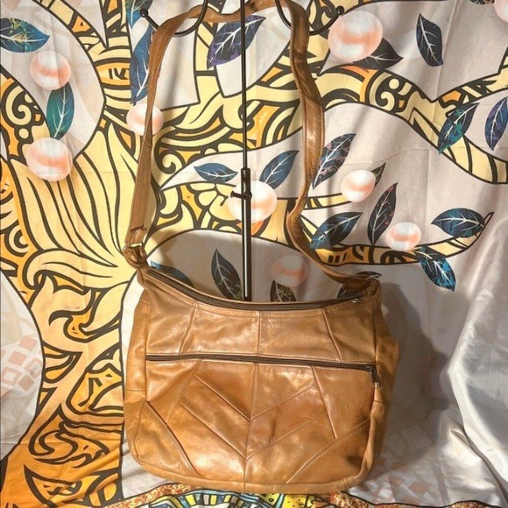 Vintage Patch Leather  Crossbody Made in Mexico